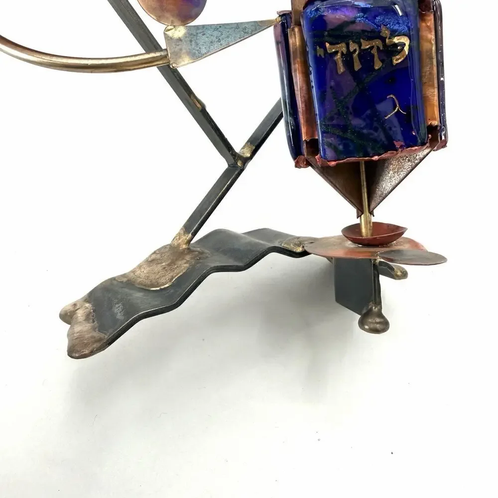 Vintage Gary Rosenthal Ani LI Dodi Spinning Wedding Dreidel Metal & Glass Shards
